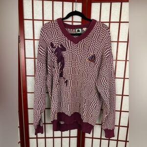 Vintage Izod Red Knit Golfing Golf Preppy V Neck Streetwear Sweater